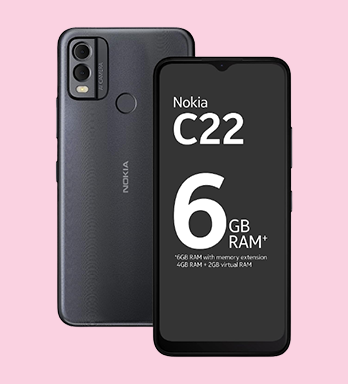 Nokia C22 | 3-Day Battery Life | 6GB RAM (4GB RAM + 2GB Virtual RAM) | 13 MP Dual Rear AI Camera with Night & Portrait Mode | IP52 | Charcoal