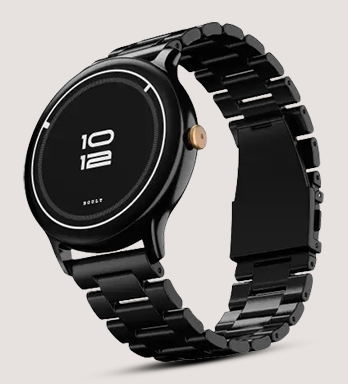 Boult Striker Bluetooth Calling, Health Tracking, Zinc Alloy Frame, 100+ Sports Modes Smartwatch (Metal Black Strap, Free Size)