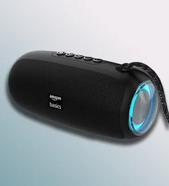 Amazon Basics B10 10W RMS Bluetooth Speaker with 2000 mAh Battery | Up to 8 hrs of Playback | RGB | Bluetooth 5.3, AUX in, USB & Micro SD Card Connectivity | Type-C Charging (Black)